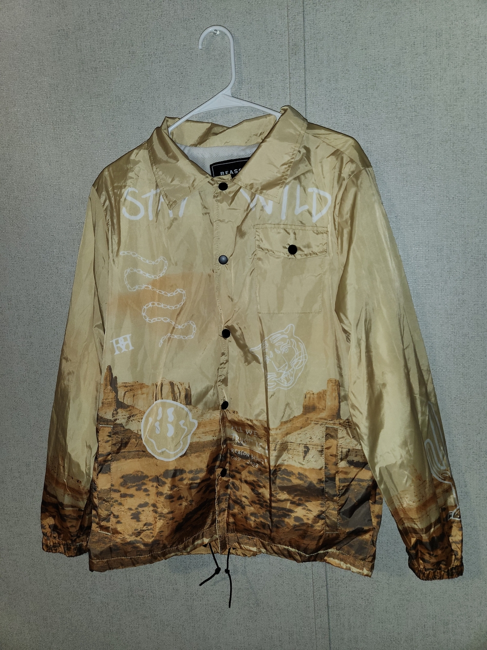 Stay Wild Desert Print Jacket - Tan
